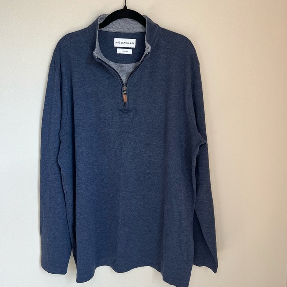 Mizzen+Main Mens Stanton Quarter Zip Pullover Sweater Navy Blue Cotton Modal XXL